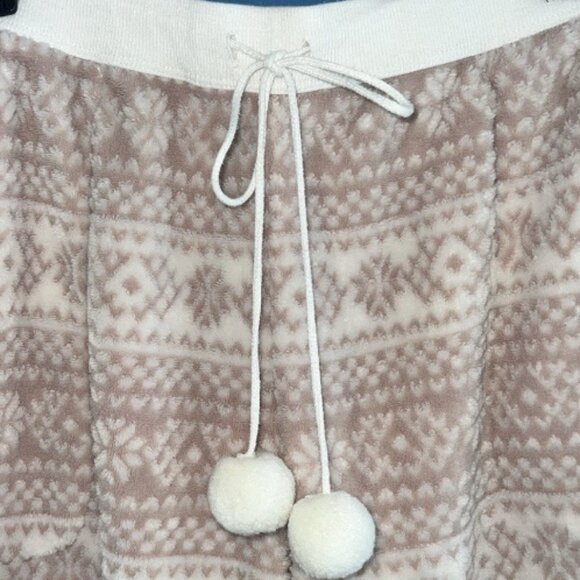 Simply Vera Vera Wang Plush Fleece Drawstring Sleep Pants Cream Snowflake - Sz M - Picture 3 of 5